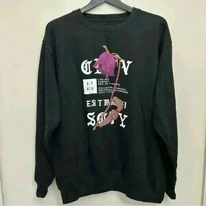 Lira Black Sweater Rose Flower Abstract Floral Graphic Size XL NWOT